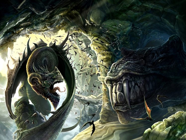 fantasy, Art, Dragon, Monster, Battle HD Wallpaper Desktop Background