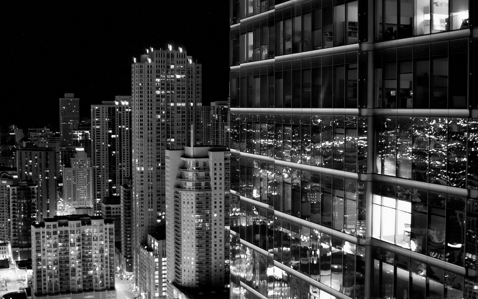 grayscale, Black, Glass, Shine, Window, Buildings, Skyscraper Wallpaper