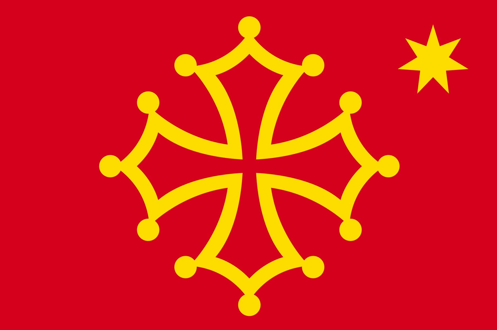 2000px flag, Of, Occitania,  with, Star , Svg Wallpaper