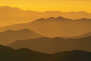 mountains, Silhouettes, Mist, Sunlight, Dome, North, Carolina