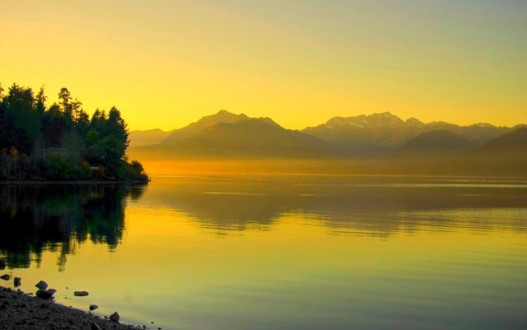 water, Sunset, Landscapes, Nature, Dusk, Rivers HD Wallpaper Desktop Background