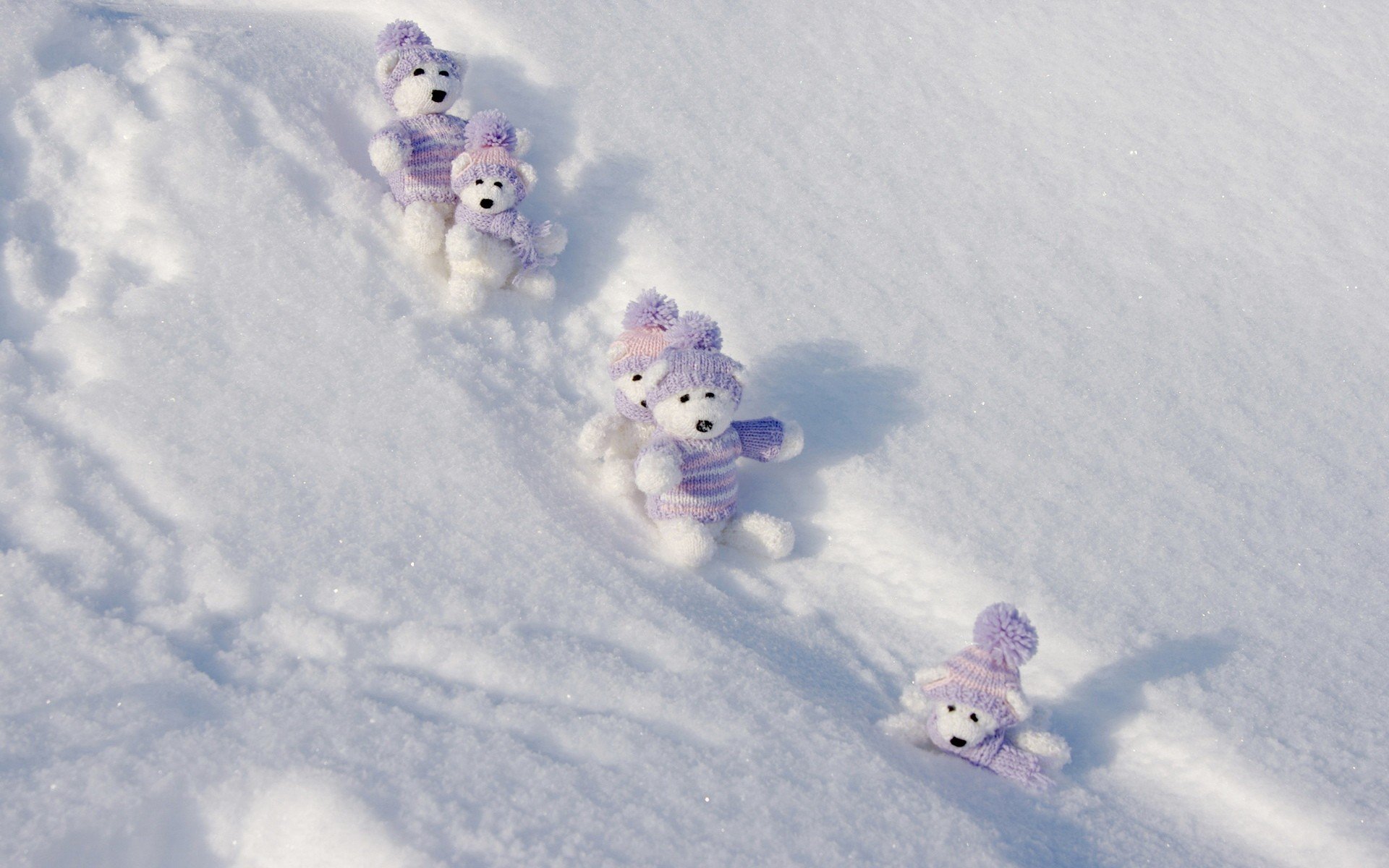 snow, Teddy, Bears Wallpaper