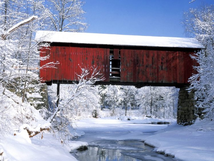 winter, Snow, Bridges HD Wallpaper Desktop Background