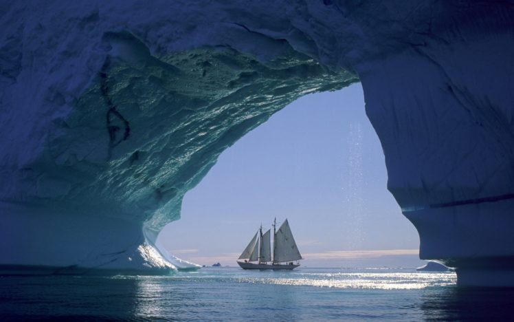 ocean, Sail, Boats, Iceberg HD Wallpaper Desktop Background