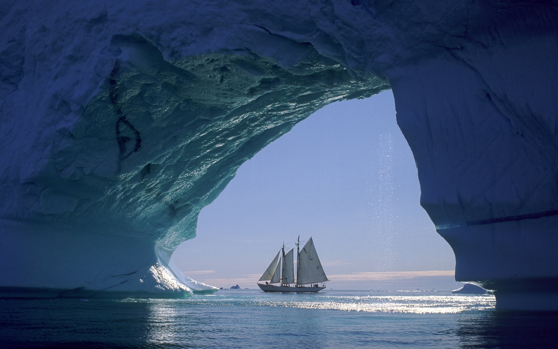 ocean, Sail, Boats, Iceberg Wallpaper