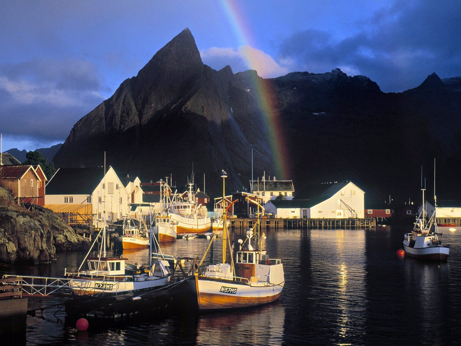 ships, Rainbows Wallpaper