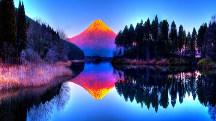 hdr, Landscapes, Mountains, Volcano, Trees, Forest, Color HD Wallpaper Desktop Background