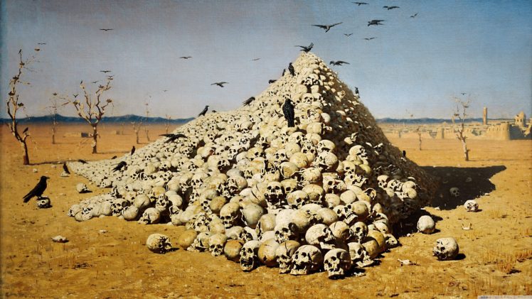 skulls, War, Death, Oil, Paint, Artwork, Crows, Vasily, Vereshchagin, The, Apotheosis, Of, War HD Wallpaper Desktop Background
