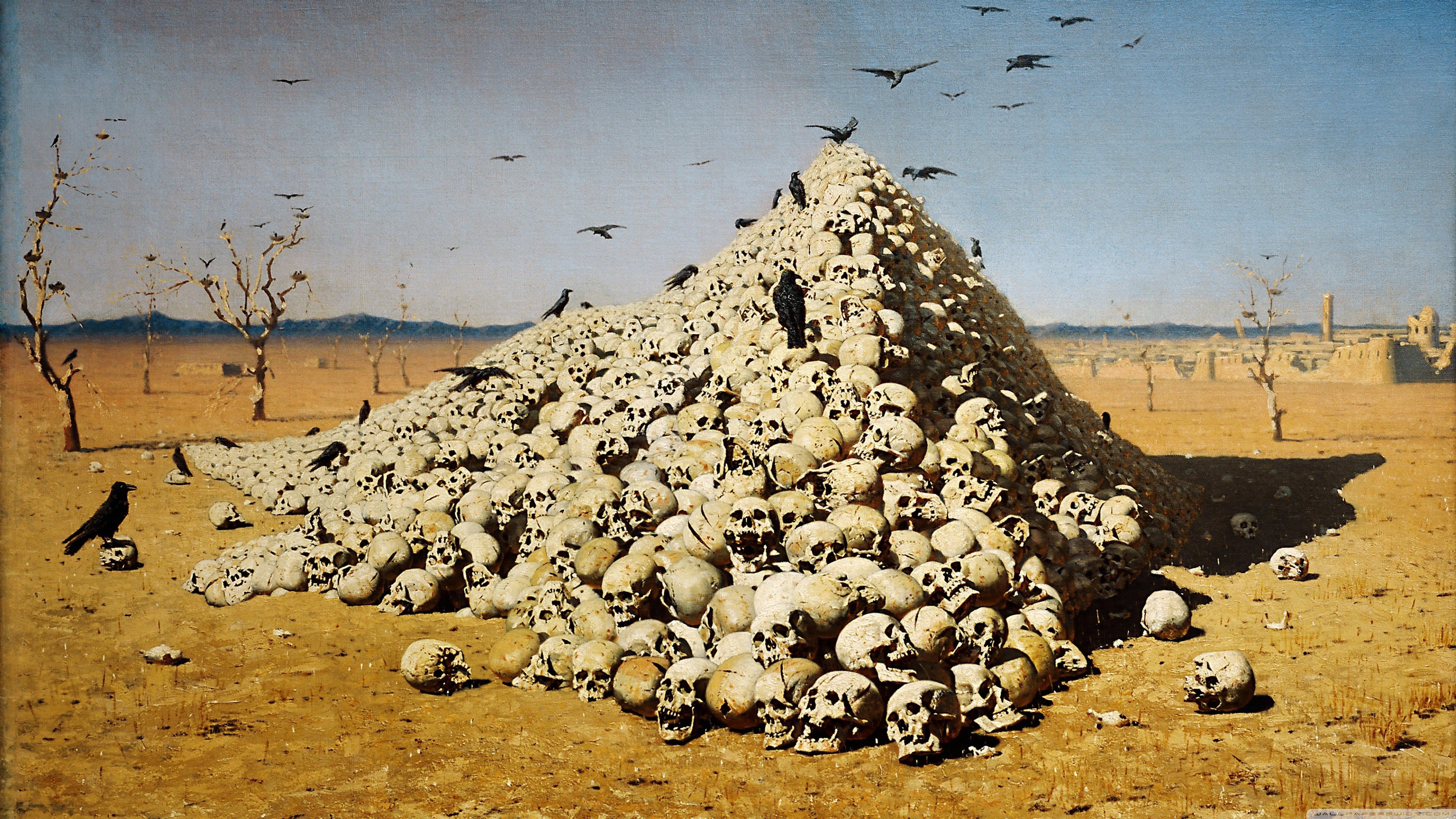 skulls, War, Death, Oil, Paint, Artwork, Crows, Vasily, Vereshchagin, The, Apotheosis, Of, War Wallpaper