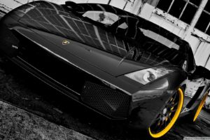 black, And, White, Mirrors, Yellow, Cars, Lamborghini, Wheels