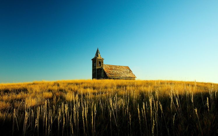 landscapes, Nature, Church, Cathedral, Religion, Decay, Ruin, Grass, Wheat HD Wallpaper Desktop Background