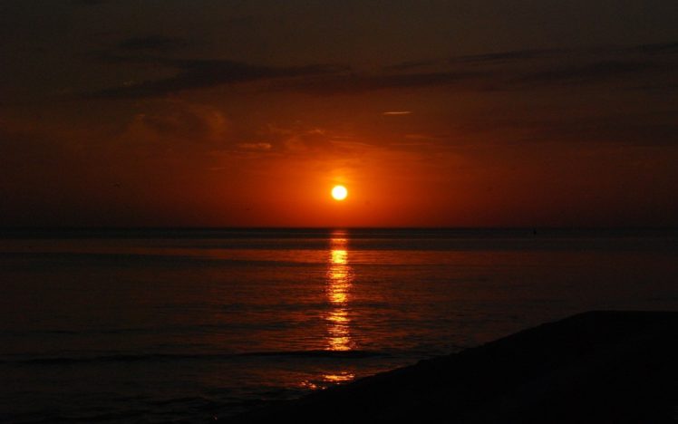 sunset, Ocean, Night, Skyscapes, Sea HD Wallpaper Desktop Background