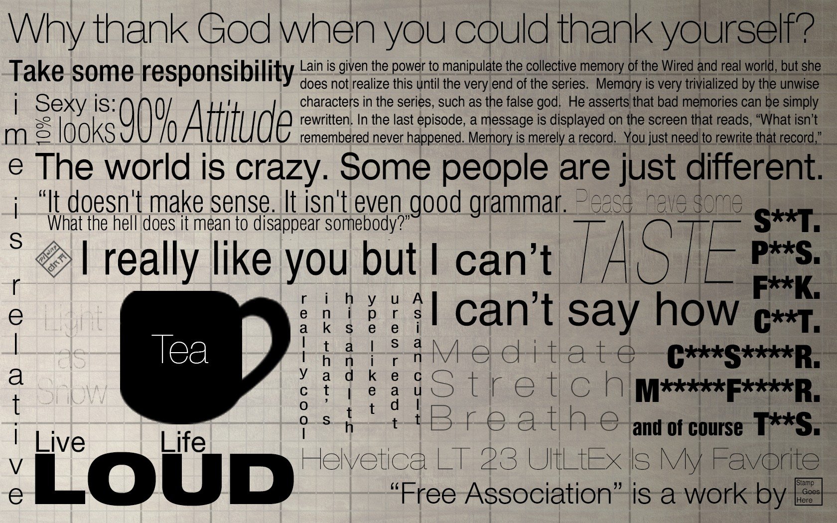 tea, Serial, Experiments, Lain, Typography, Grid, Helvetica, Font, Typefaces, Association, Very, Random Wallpaper