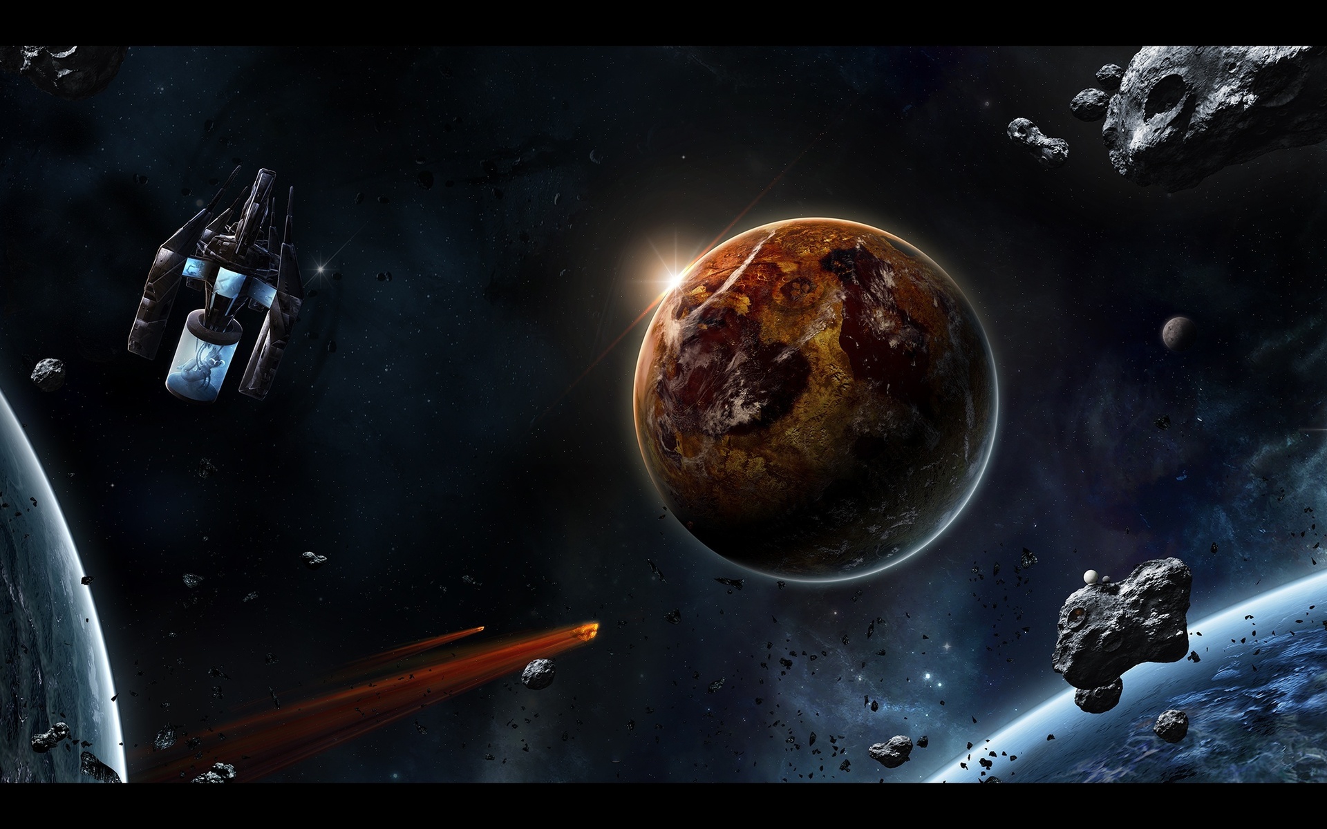 sci, Fi, Spaceship, Spacecraft, Planets, Art, Futuristic Wallpaper