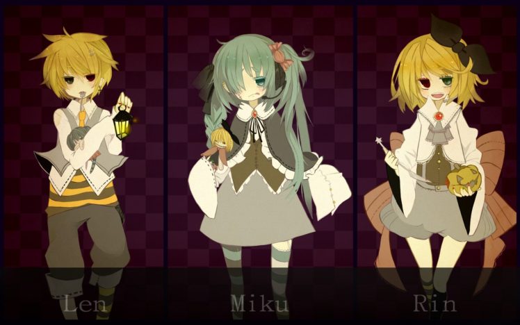 vocaloid, Hatsune, Miku, Halloween, Kagamine, Rin, Kagamine, Len, Heterochromia HD Wallpaper Desktop Background