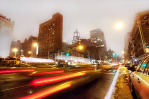 car, Lights, At, New, York, City
