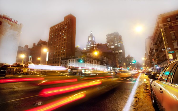 car, Lights, At, New, York, City HD Wallpaper Desktop Background