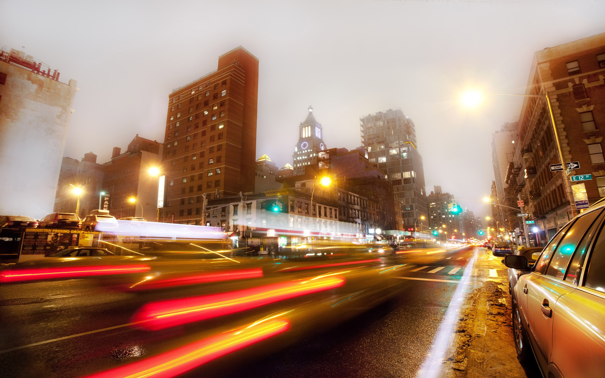 car, Lights, At, New, York, City Wallpaper