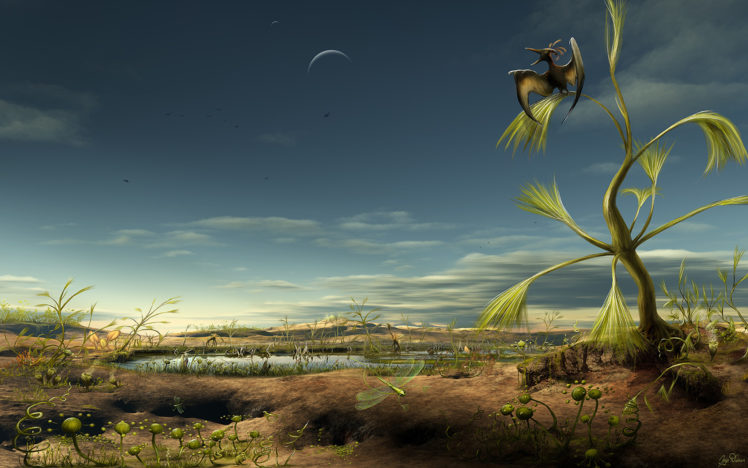 fantasy, Dinosaur, Landscapes, Art, Cg, Digital, Dragons HD Wallpaper Desktop Background