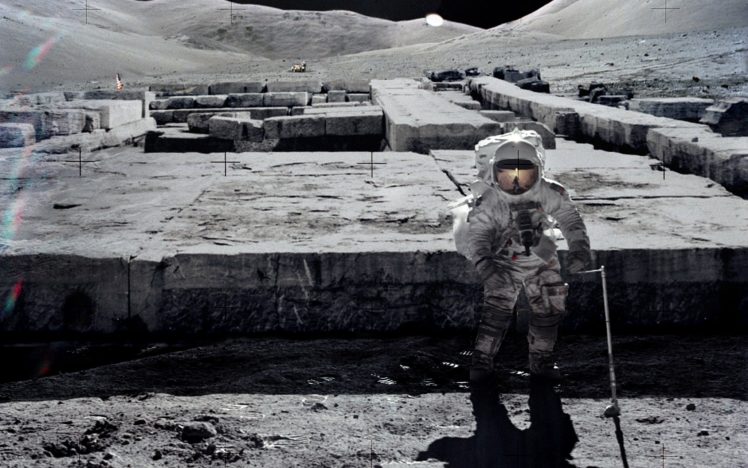 moon, Astronauts, Photo, Manipulation HD Wallpaper Desktop Background