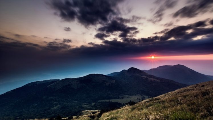 mountains, Clouds, Landscapes, Sun HD Wallpaper Desktop Background