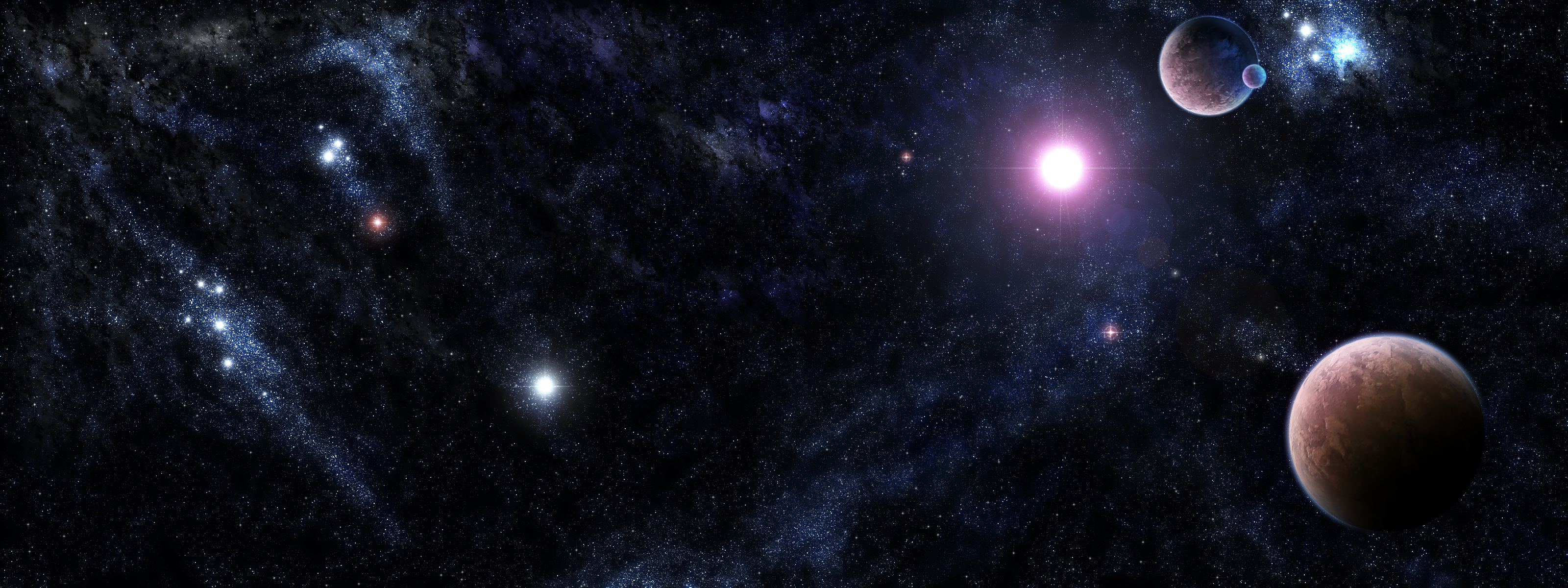 multi, Monitor, Dual, Screen, Sci, Fi, Planets, Stars, Nebula Wallpaper