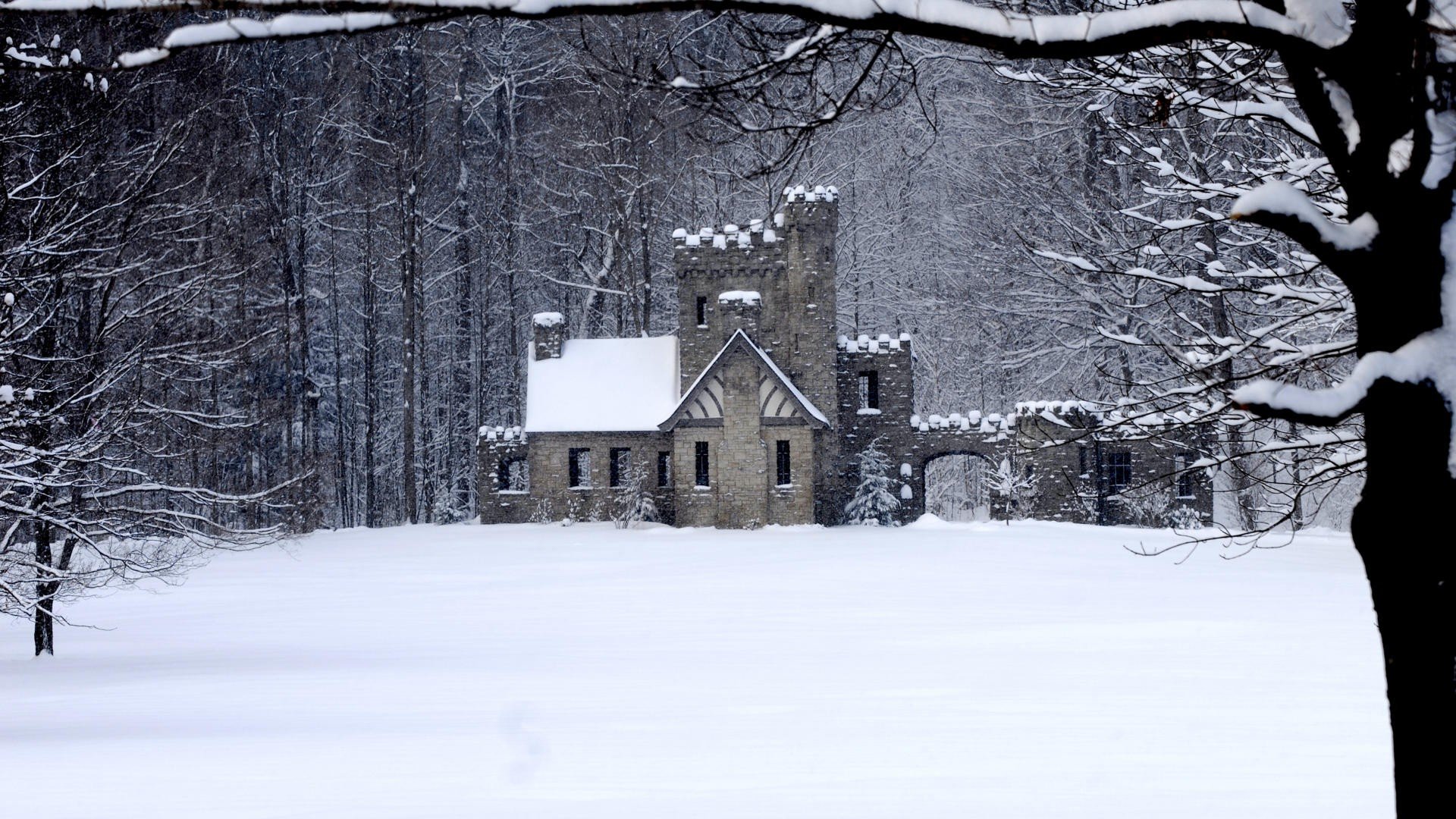 snow, North, Ohio, Castle, Cleveland Wallpaper