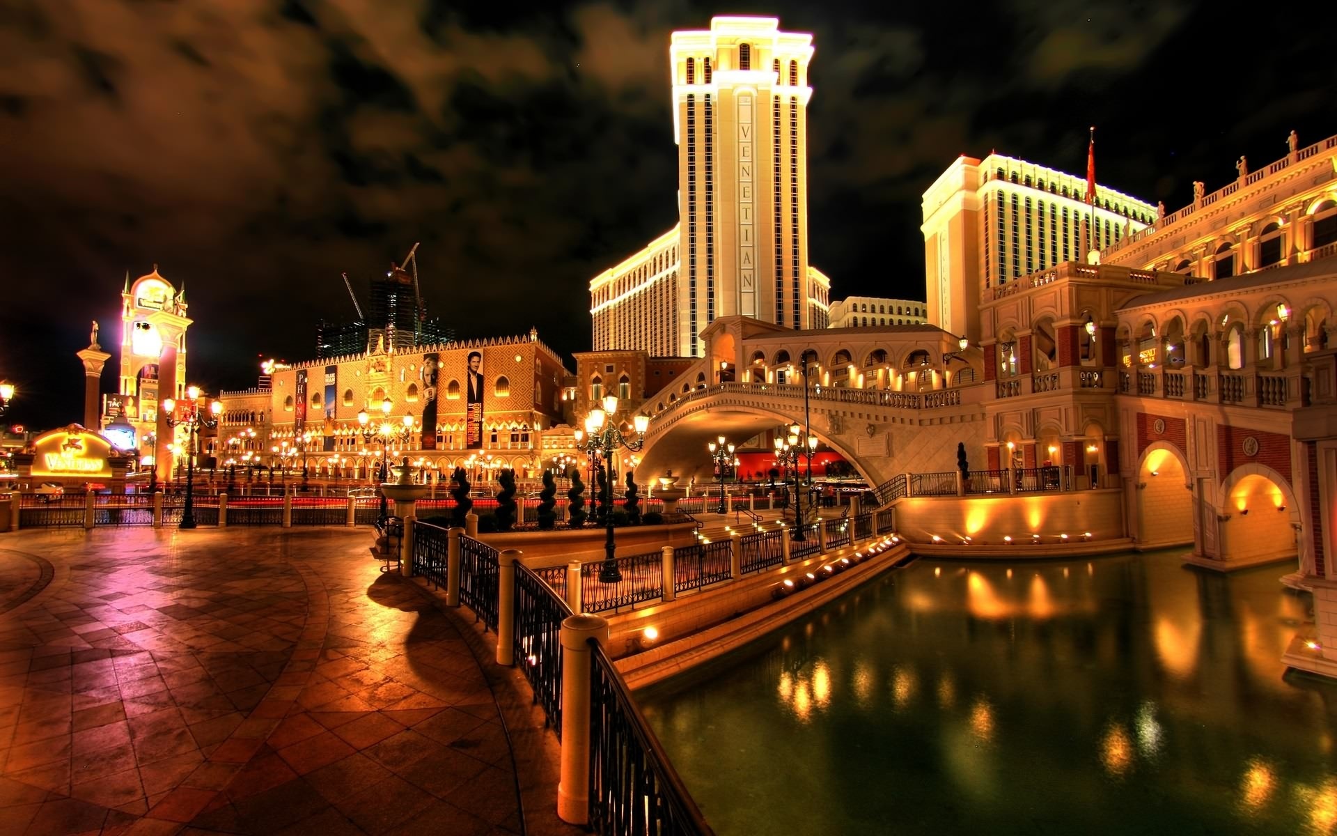 italy, Casino, Buildings, Night, Hdr, Lights, Sky, Waterfront Wallpaper