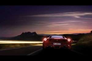 red, Night, Cars, Ferrari, 458, Italia