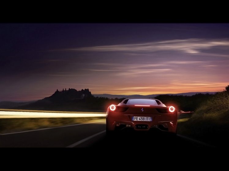 red, Night, Cars, Ferrari, 458, Italia HD Wallpaper Desktop Background