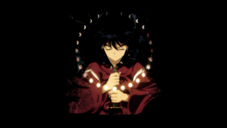 black, Moon, Human, Inuyasha, Anime, Swords HD Wallpaper Desktop Background