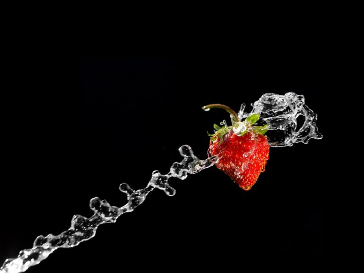 water, Minimalistic, Artwork, Strawberries, Splashes HD Wallpaper Desktop Background