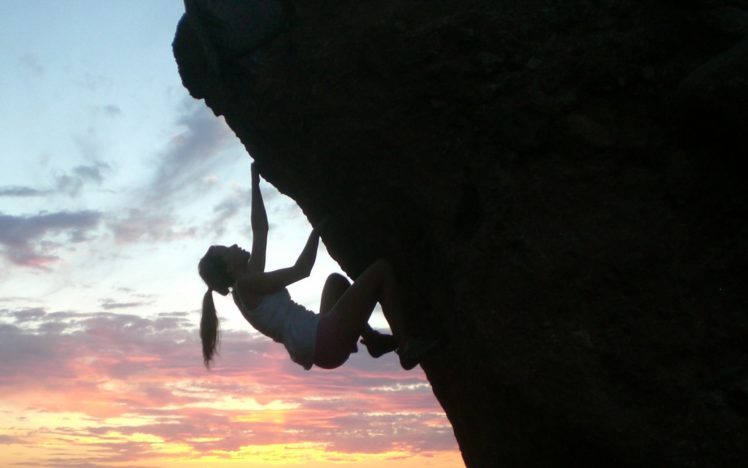 climbing, Sunset, Sky, Extreme, Women HD Wallpaper Desktop Background