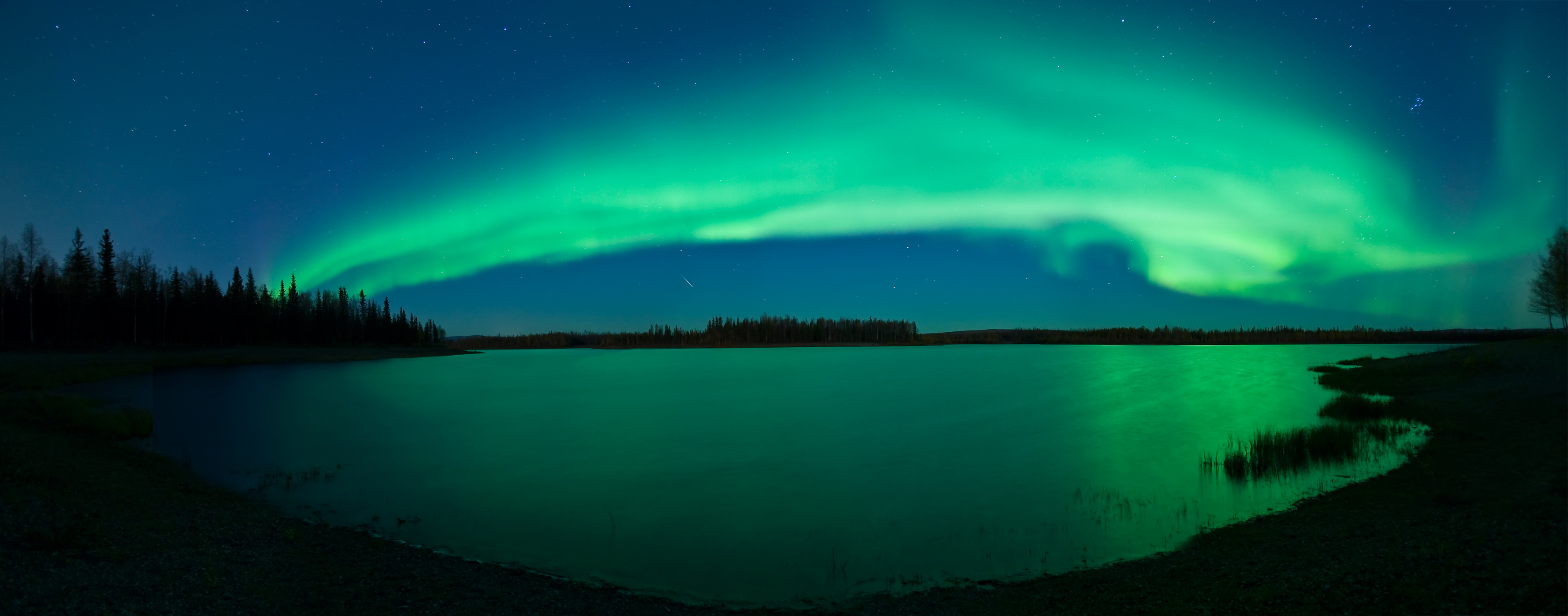 aurora, Stars, Meteor, Lake, Alaska, Sky, Night, Sci, Fi Wallpaper