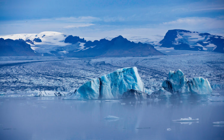 glacier, Mountains, Ice, Ocean, Sky HD Wallpaper Desktop Background