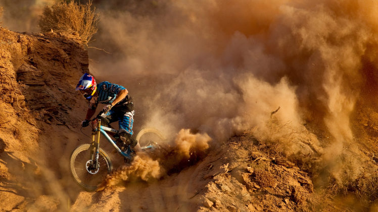mountain, Bike, Bicycle, Dust, Dirt, Red, Bull, Racing, Track HD Wallpaper Desktop Background