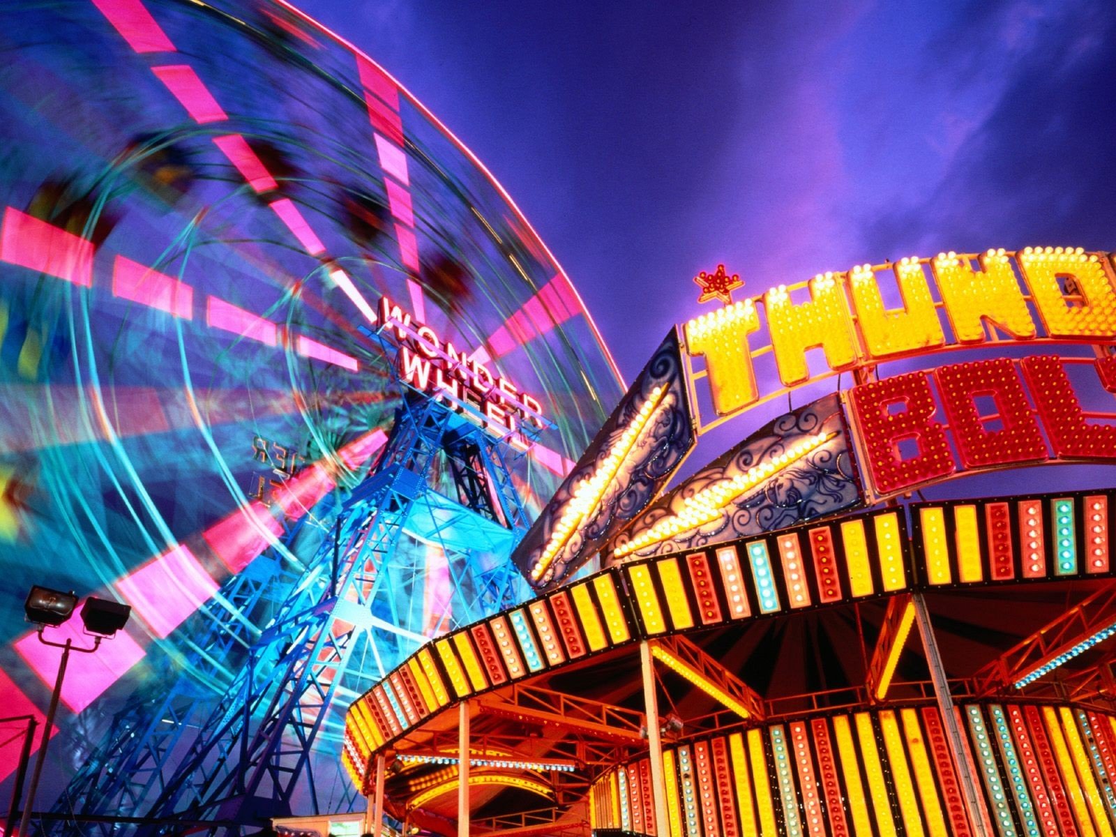 lights, Ferris, Wheels, Coney, Island Wallpaper