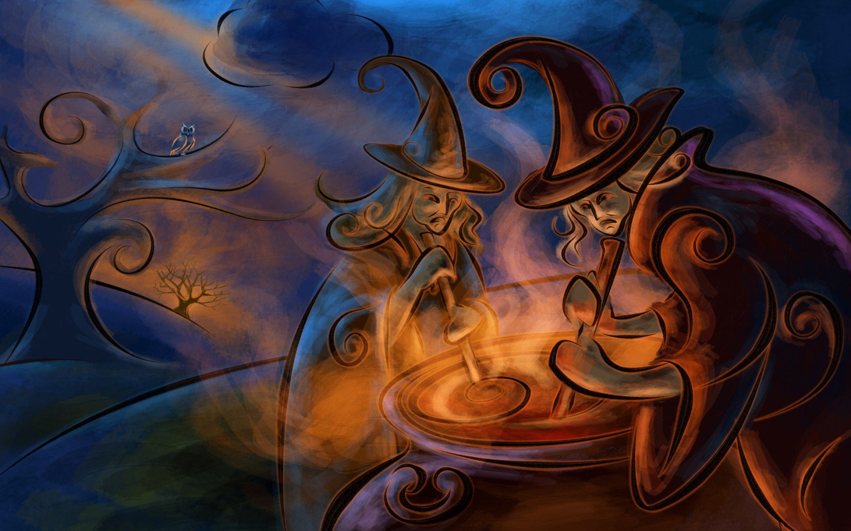 night, Halloween, Magic, Witchcraft Wallpaper