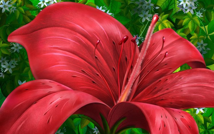 red, Flowers, Bows HD Wallpaper Desktop Background