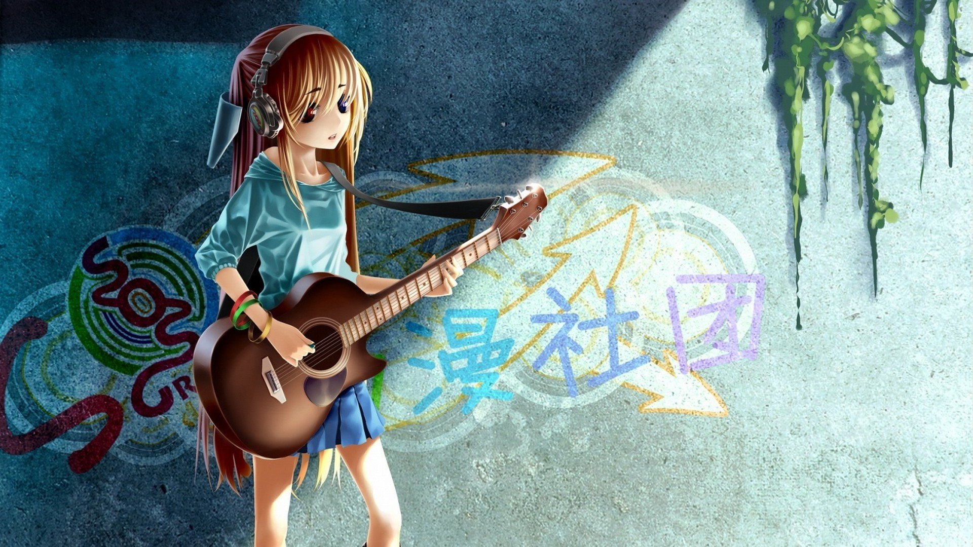 heterochromia, Guitars, Anime, Anime, Girls, Original, Characters Wallpaper