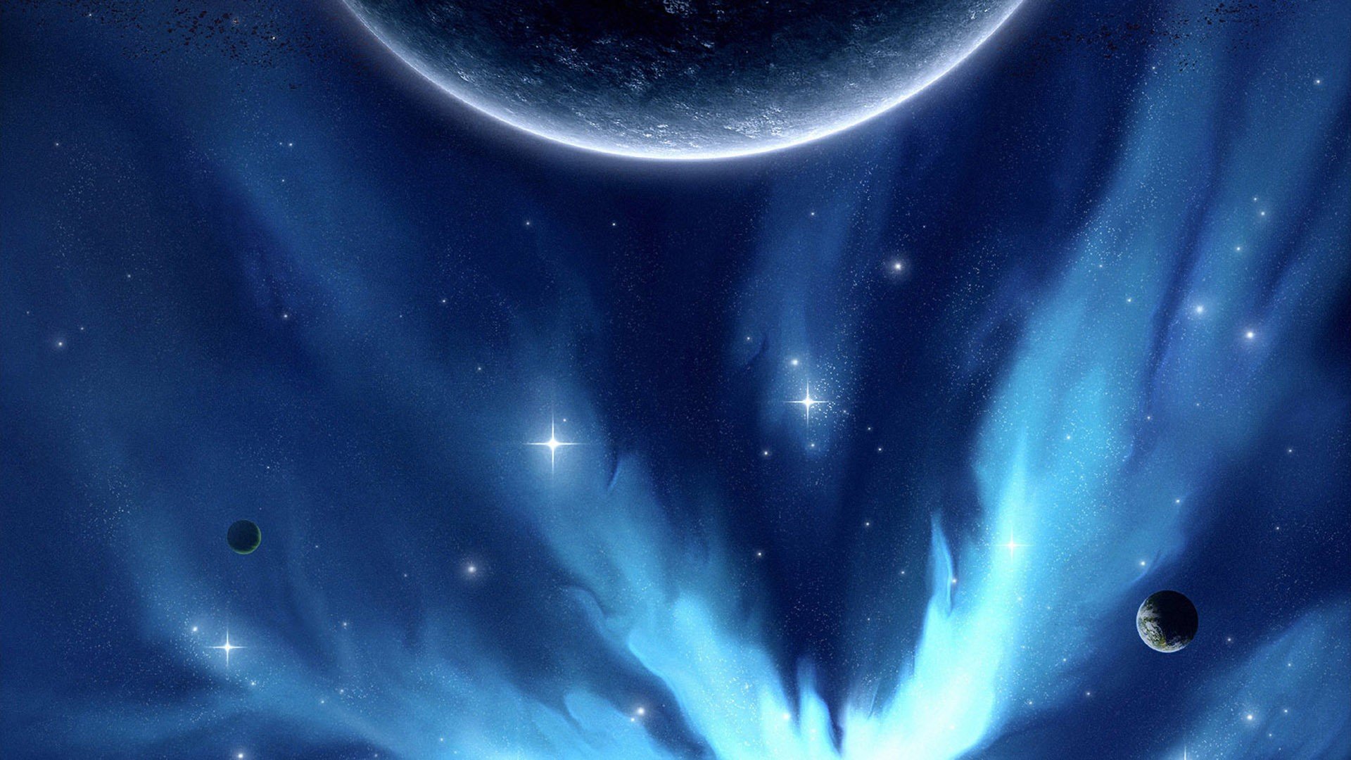 blue, Outer, Space, Planets Wallpaper