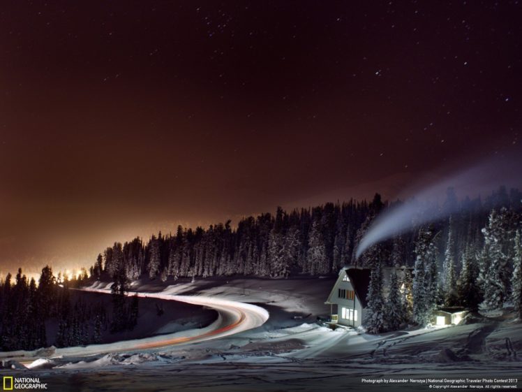 landscapes, Nature, Night, Forests, Russia, Houses, National, Geographic, Snow, Landscapes HD Wallpaper Desktop Background
