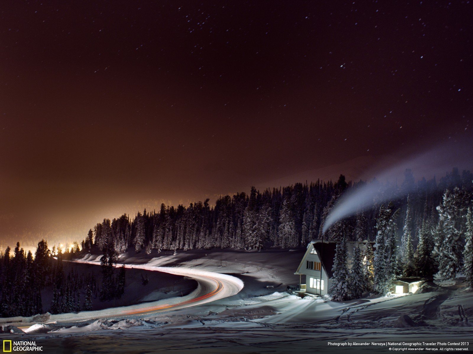 landscapes, Nature, Night, Forests, Russia, Houses, National, Geographic, Snow, Landscapes Wallpaper
