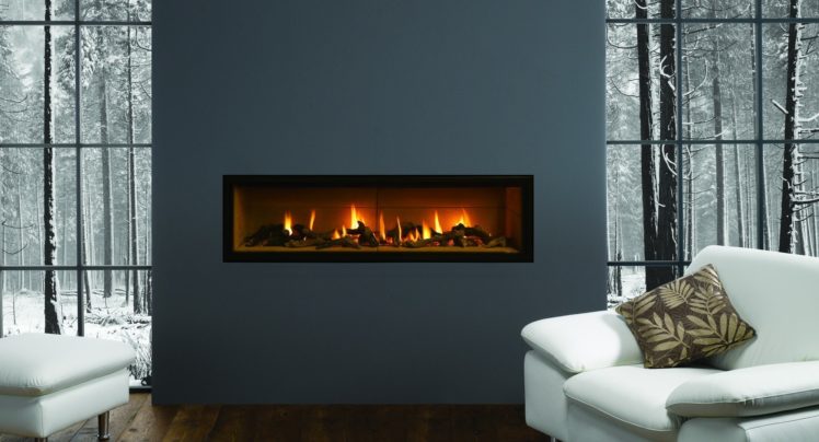 design, Room, Fireplace, Fire, Snow, Winter, Trees, Nature, Chairs, Pillows, Gray HD Wallpaper Desktop Background