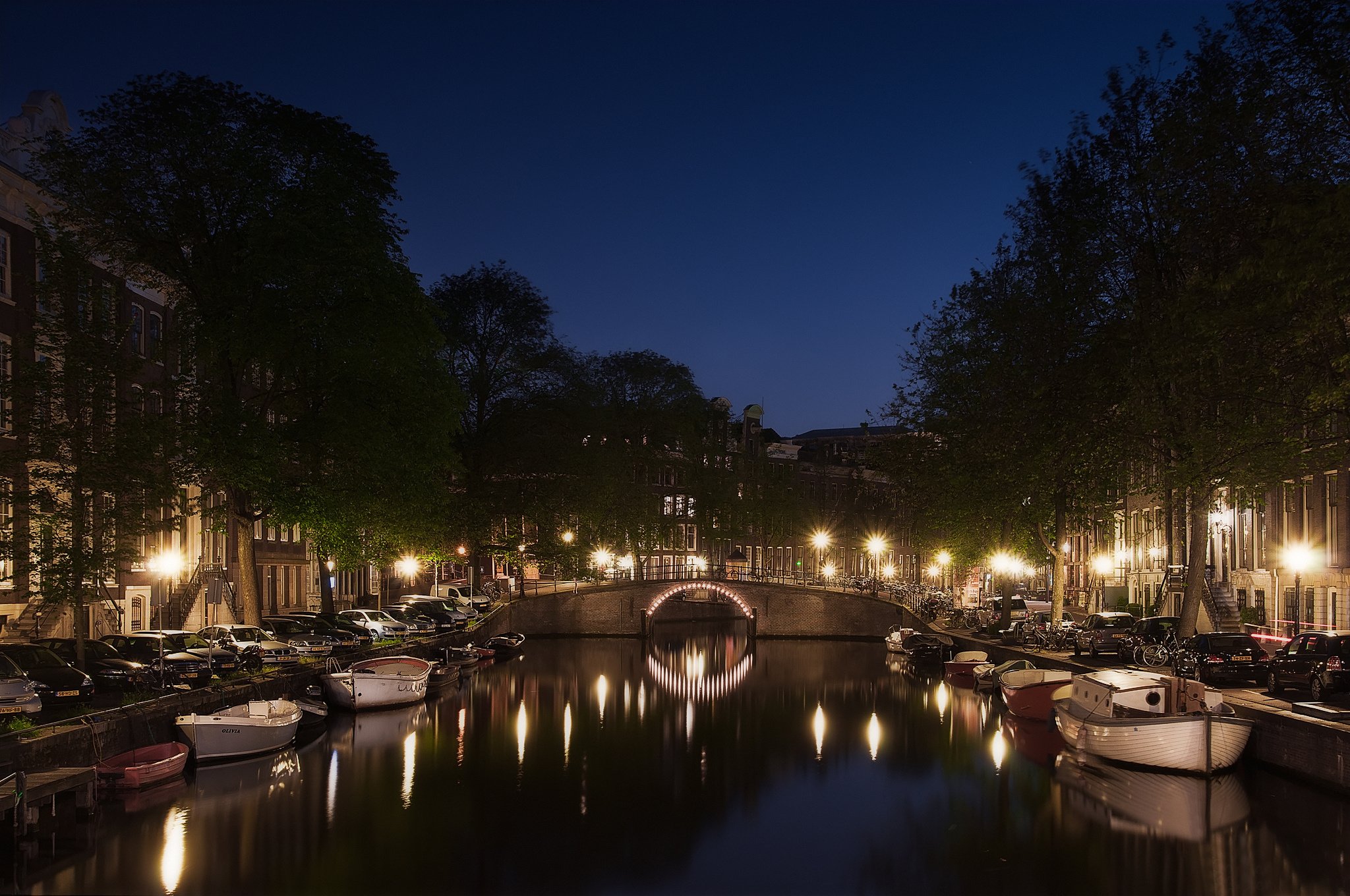 holland, Street, Amsterdam, Canal, Reflection, River, Night Wallpaper