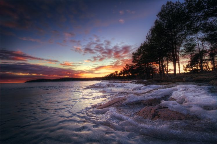ice, Trees, Lake, Winter, Forest HD Wallpaper Desktop Background