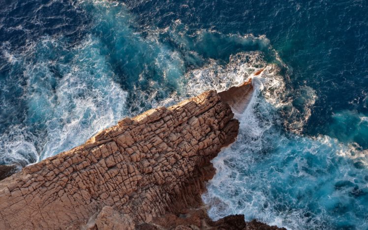 cliff, Waves HD Wallpaper Desktop Background