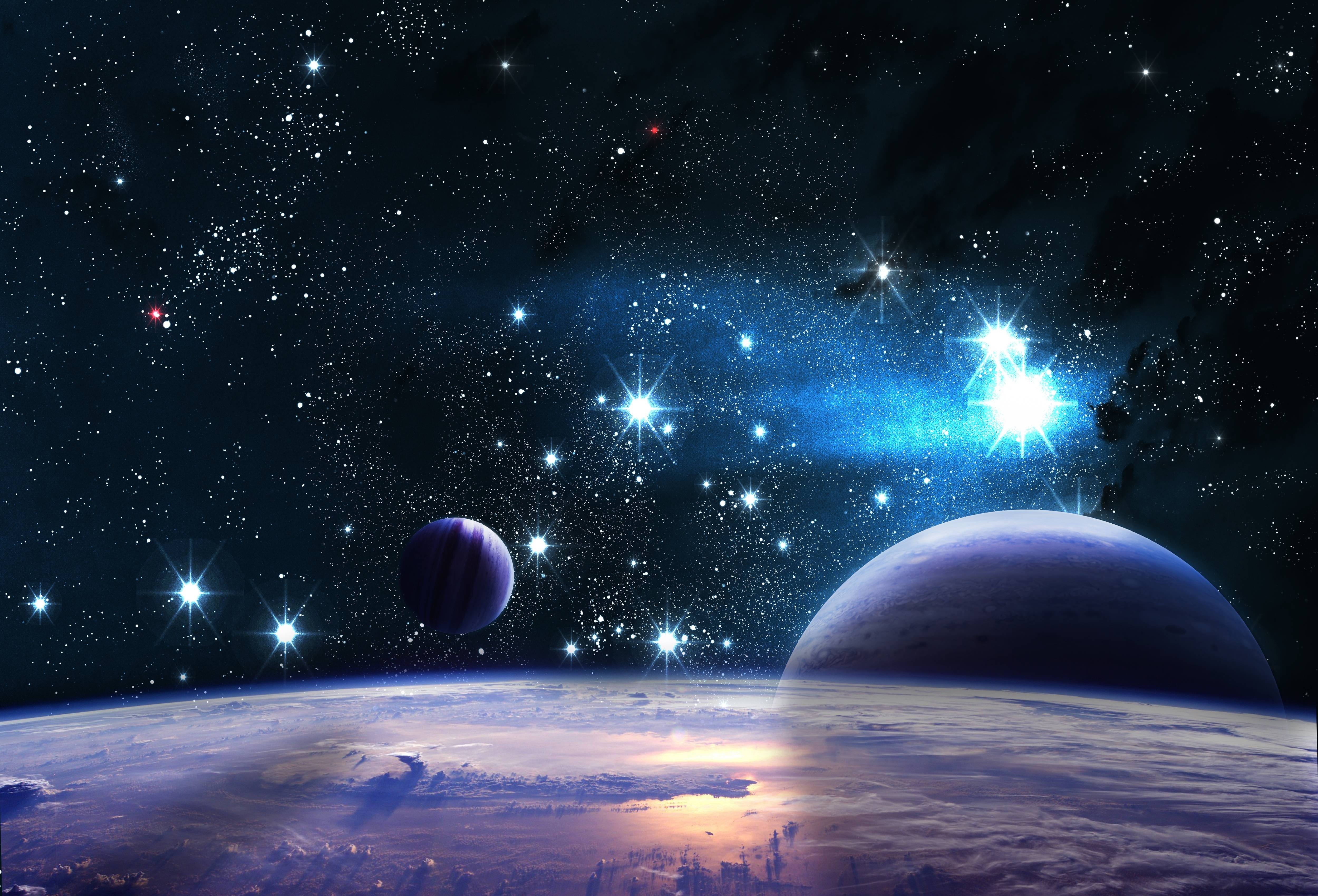 reflection, Space, Planet, Stars Wallpaper
