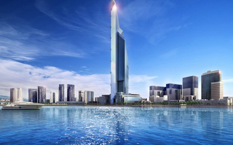 sky, City, Yacht, Dubai, Sea HD Wallpaper Desktop Background