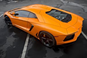 top, Lamborghini, Aventador, Orange, Supercar